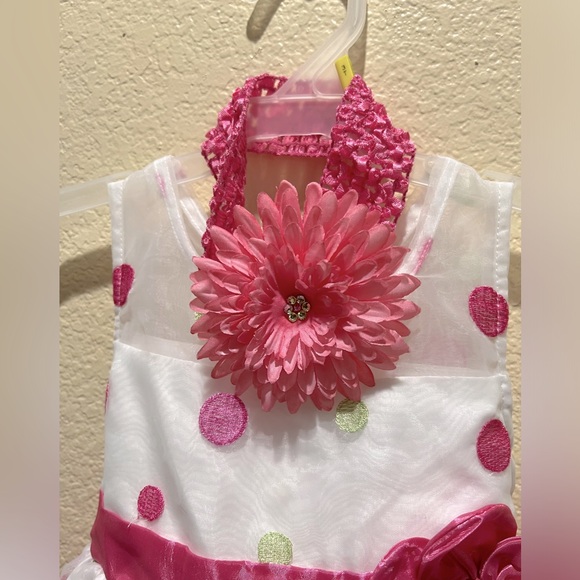 Beautiful Girls Dress Up Formal Size 4 Dress w Flower Hairband Set - Picture 3 of 7